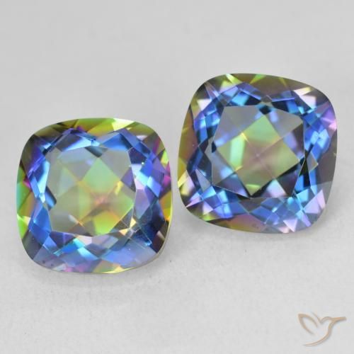 Gemas de Cuarzo Místico Multicolor natural de 8.55 ct, Forma Cojín, VVS-VS