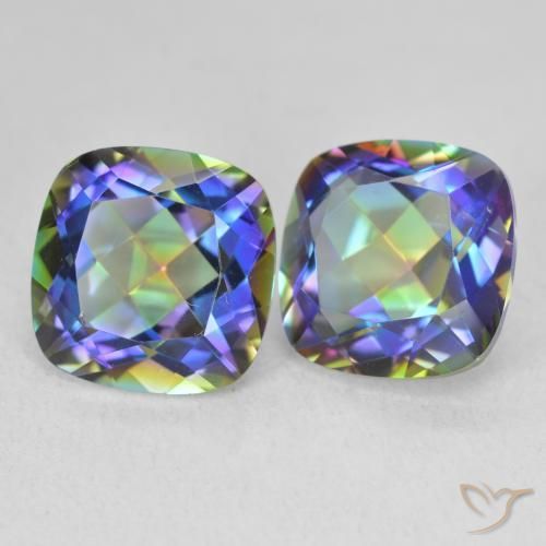 Gemas de Cuarzo Místico Multicolor natural de 8.35 ct, Forma Cojín, VVS-VS