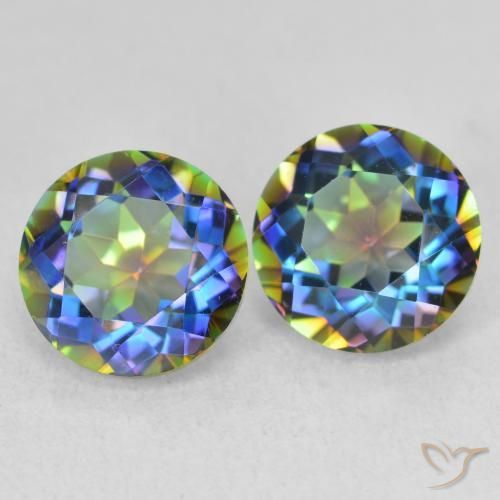 Gemas de Cuarzo Místico Multicolor natural de 3.93 ct, Redondo, VVS-VS