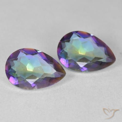 Gemas de Cuarzo Místico Multicolor natural de 3.42 ct, En forma de pera, VS