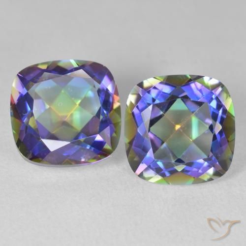 Gemas de Cuarzo Místico Multicolor natural de 8.57 ct, Forma Cojín, VVS-VS