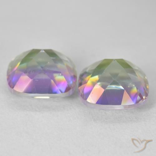 Gemas de Cuarzo Místico Multicolor natural de 8.57 ct, Forma Cojín, VVS-VS
