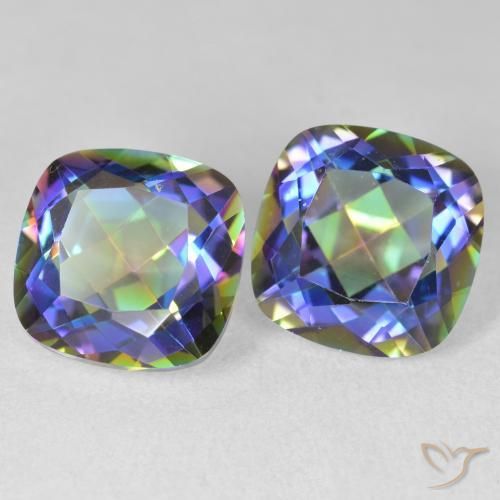 Gemas de Cuarzo Místico Multicolor natural de 8.49 ct, Forma Cojín, VVS-VS