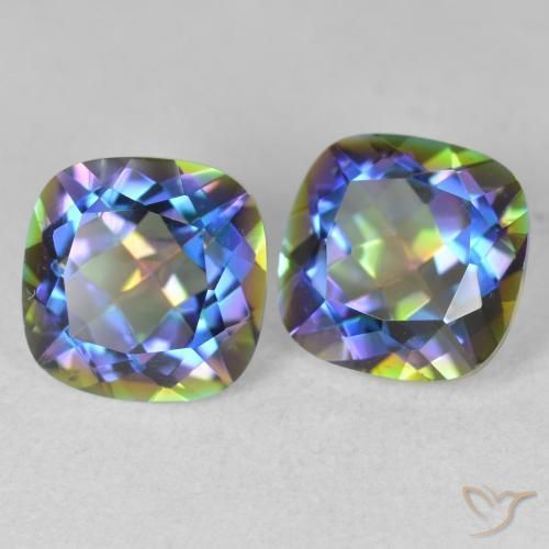 Gemas de Cuarzo Místico Multicolor natural de 4.16 ct, Forma Cojín, VVS-VS