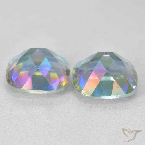 Gemas de Cuarzo Místico Multicolor natural de 4.16 ct, Forma Cojín, VVS-VS