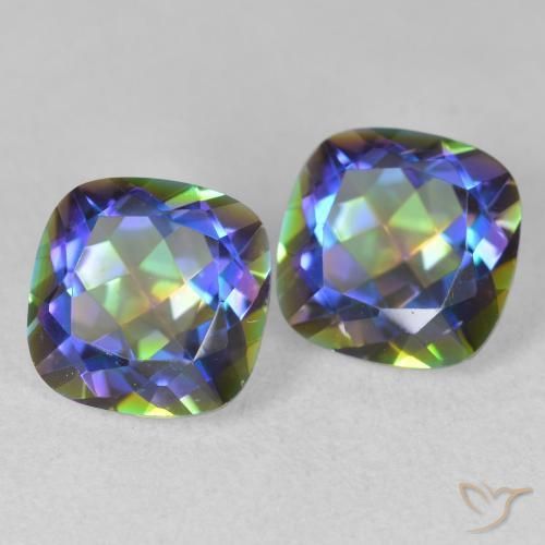 Gemas de Cuarzo Místico Multicolor natural de 4.04 ct, Forma Cojín, VVS-VS