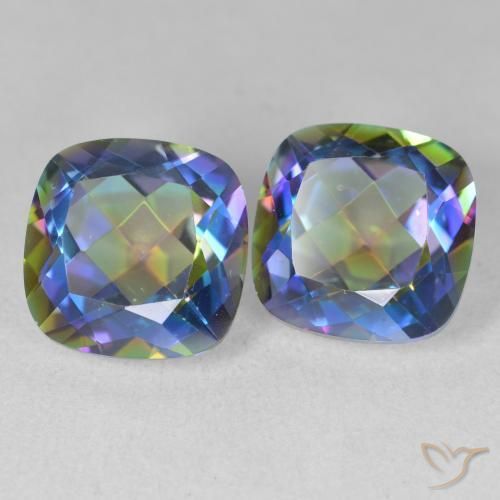 Gemas de Cuarzo Místico Multicolor natural de 8.26 ct, Forma Cojín, VVS-VS
