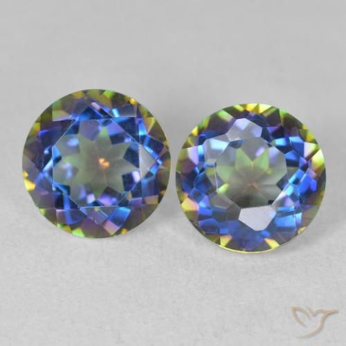 3.82ctw Natural Multicolor Cuarzo Místico, Redondo, VVS-VS