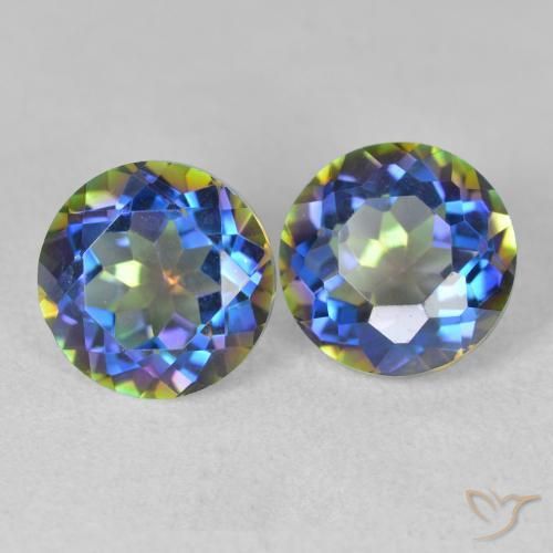 Gemas de Cuarzo Místico Multicolor natural de 3.82 ct, Redondo, VVS-VS