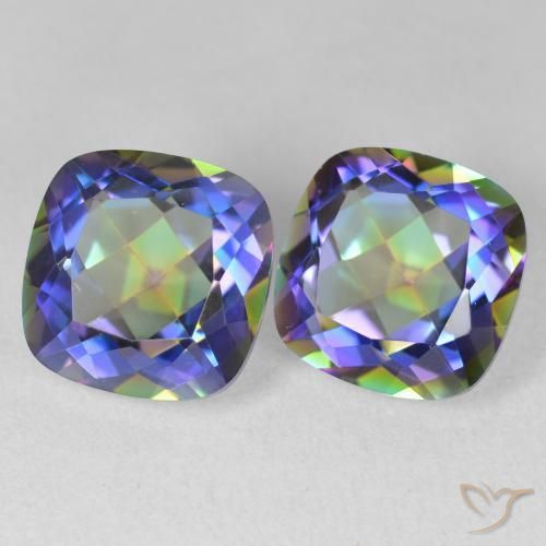 Gemas de Cuarzo Místico Multicolor natural de 8.47 ct, Forma Cojín, VVS