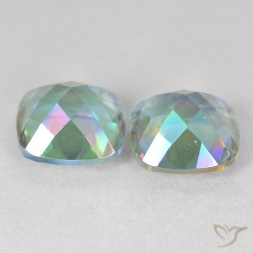 Gemas de Cuarzo Místico Multicolor natural de 8.37 ct, Forma Cojín, VVS