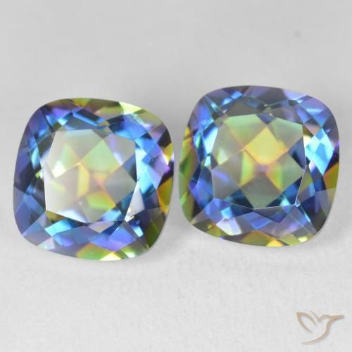 Gemas de Cuarzo Místico Multicolor natural de 8.54 ct, Forma Cojín, VVS
