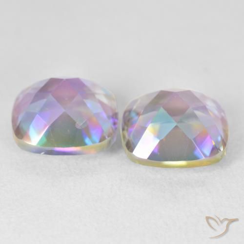 Gemas de Cuarzo Místico Multicolor natural de 8.54 ct, Forma Cojín, VVS
