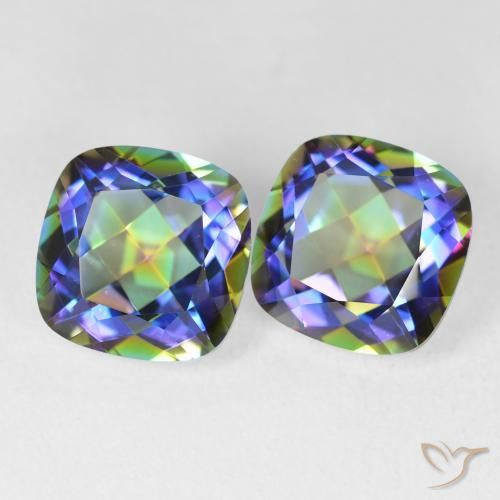 Gemas de Cuarzo Místico Multicolor natural de 8.31 ct, Forma Cojín, VVS