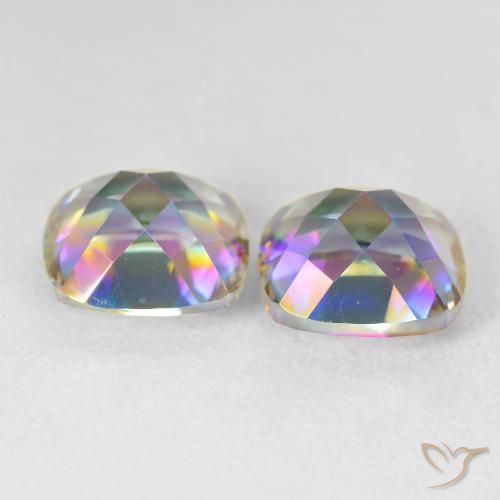 Gemas de Cuarzo Místico Multicolor natural de 8.31 ct, Forma Cojín, VVS