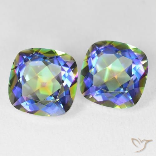 Gemas de Cuarzo Místico Multicolor natural de 8.45 ct, Forma Cojín, VVS