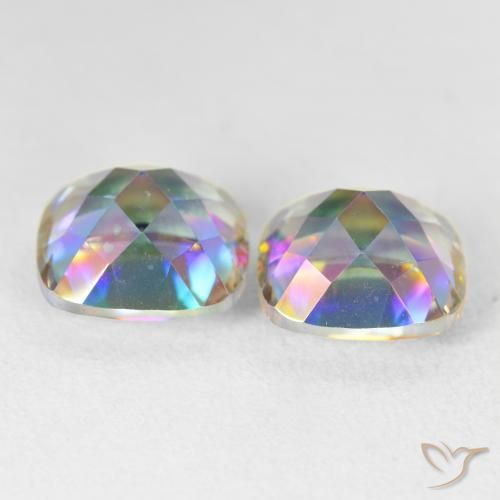 Gemas de Cuarzo Místico Multicolor natural de 8.45 ct, Forma Cojín, VVS