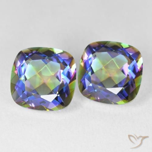 Gemas de Cuarzo Místico Multicolor natural de 8.40 ct, Forma Cojín, VVS
