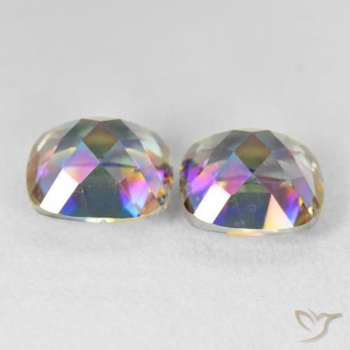 Gemas de Cuarzo Místico Multicolor natural de 8.40 ct, Forma Cojín, VVS
