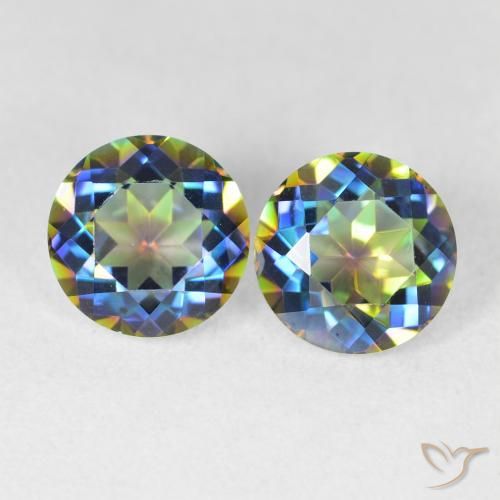 3.84ctw Natural Multicolor Cuarzo Místico, Redondo, VVS