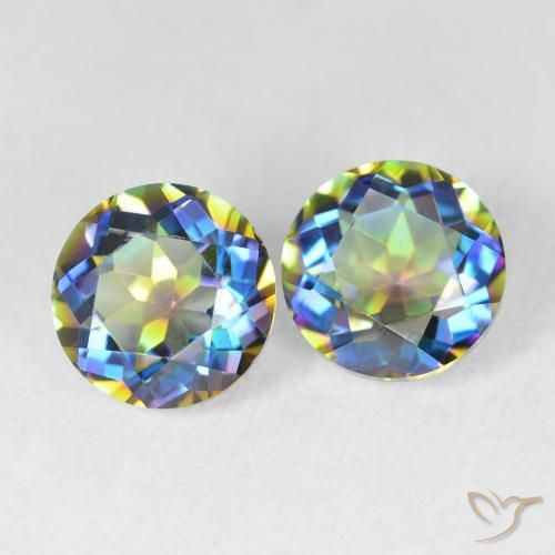 Gemas de Cuarzo Místico Multicolor natural de 3.84 ct, Redondo, VVS
