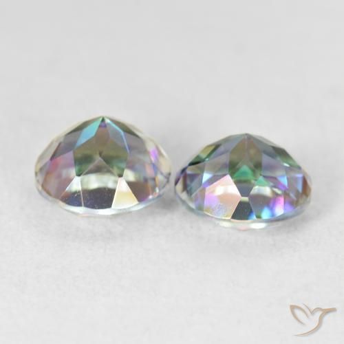 Gemas de Cuarzo Místico Multicolor natural de 3.84 ct, Redondo, VVS