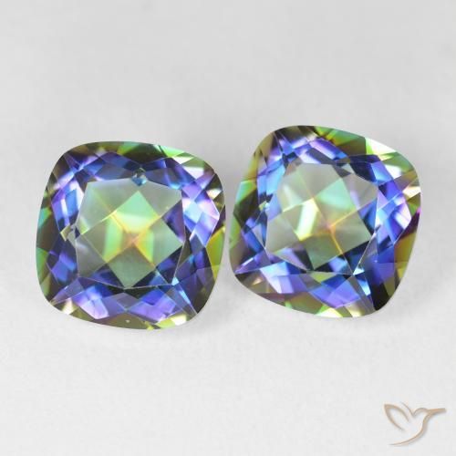 Gemas de Cuarzo Místico Multicolor natural de 8.51 ct, Forma Cojín, VVS