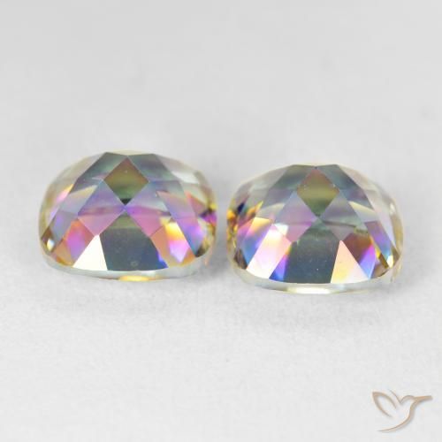Gemas de Cuarzo Místico Multicolor natural de 8.51 ct, Forma Cojín, VVS