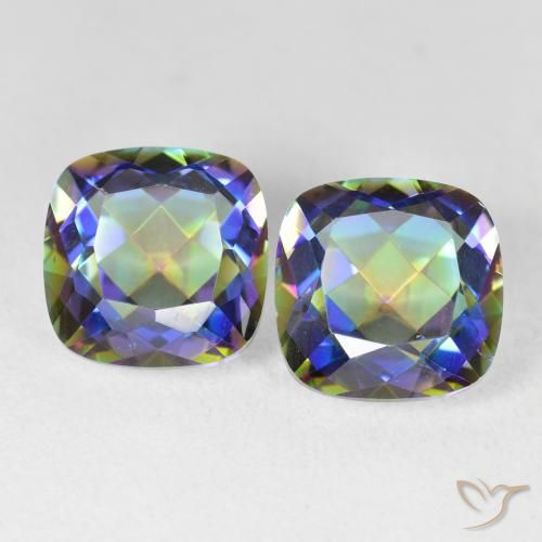 8.51ctw Natural Multicolor Cuarzo Místico, Forma Cojín, VVS