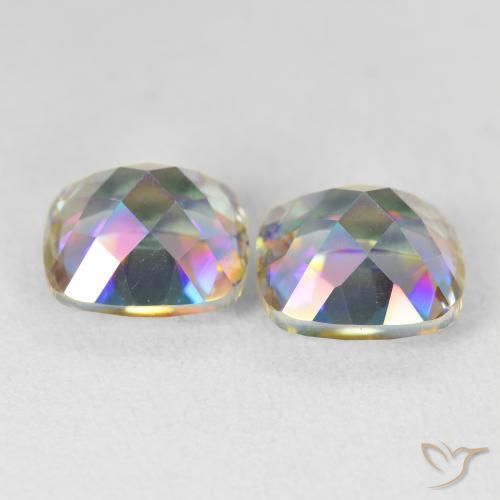 Gemas de Cuarzo Místico Multicolor natural de 8.51 ct, Forma Cojín, VVS