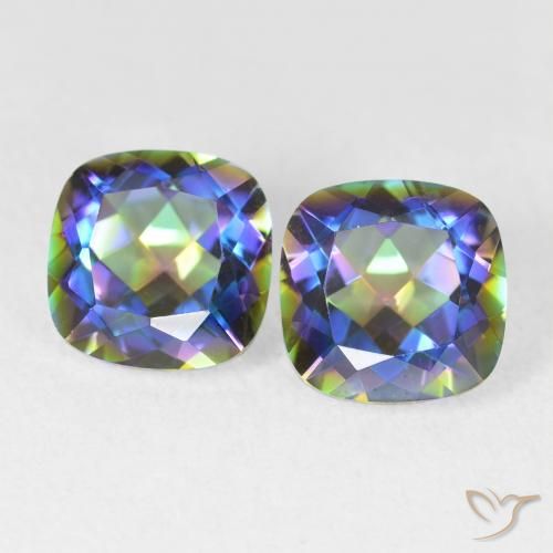 Gemas de Cuarzo Místico Multicolor natural de 4.05 ct, Corte Cojín, VVS