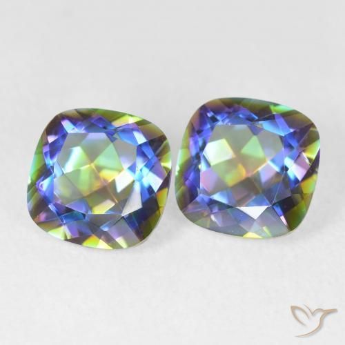 Gemas de Cuarzo Místico Multicolor natural de 4.05 ct, Corte Cojín, VVS