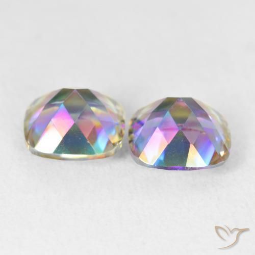 Gemas de Cuarzo Místico Multicolor natural de 4.05 ct, Corte Cojín, VVS