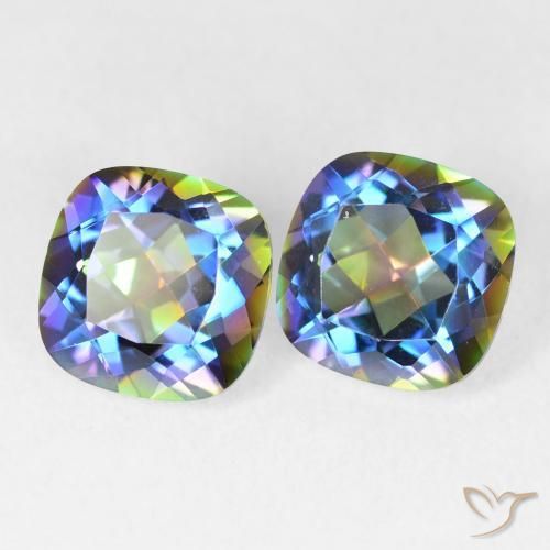 Gemas de Cuarzo Místico Multicolor natural de 4.21 ct, Forma Cojín, VVS