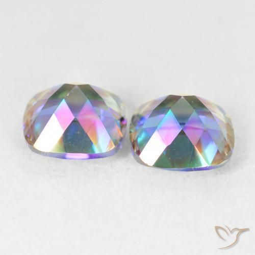 Gemas de Cuarzo Místico Multicolor natural de 4.21 ct, Forma Cojín, VVS
