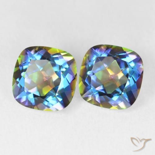 Gemas de Cuarzo Místico Multicolor natural de 4.20 ct, Forma Cojín, VVS