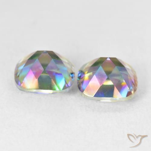 Gemas de Cuarzo Místico Multicolor natural de 4.20 ct, Forma Cojín, VVS