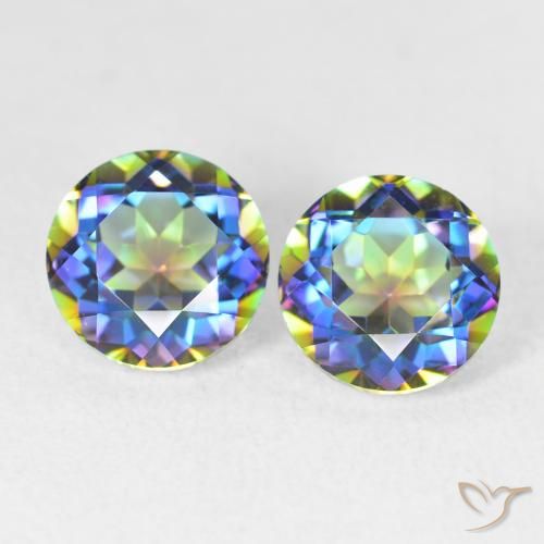 3.99ctw Natural Multicolor Cuarzo Místico, Redondo, VVS