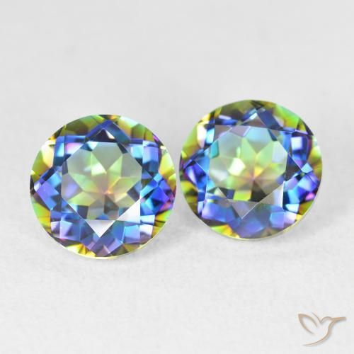 Gemas de Cuarzo Místico Multicolor natural de 3.99 ct, Redondo, VVS