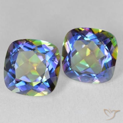 Gemas de Cuarzo Místico Multicolor natural de 8.30 ct, Forma Cojín, VVS