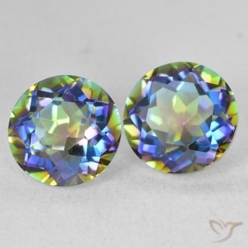 Gemas de Cuarzo Místico Multicolor natural de 3.74 ct, Redondo, VVS