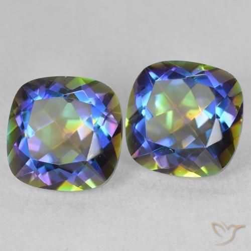 Gemas de Cuarzo Místico Multicolor natural de 4.14 ct, Forma Cojín, VVS