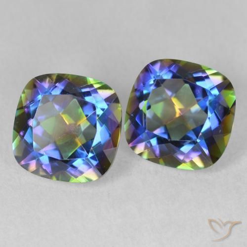Gemas de Cuarzo Místico Multicolor natural de 4.15 ct, Forma Cojín, VVS