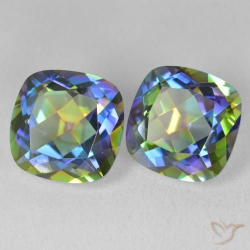 Gemas de Cuarzo Místico Multicolor natural de 8.53 ct, Forma Cojín, VVS