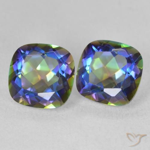 Gemas de Cuarzo Místico Multicolor natural de 4.03 ct, Corte Cojín, VVS