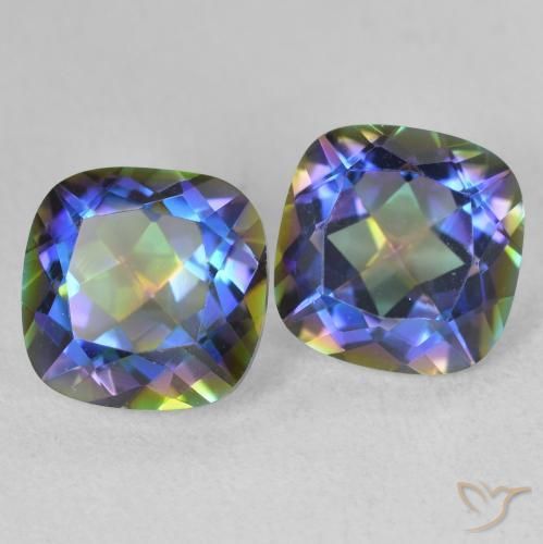 Gemas de Cuarzo Místico Multicolor natural de 4.15 ct, Forma Cojín, VVS