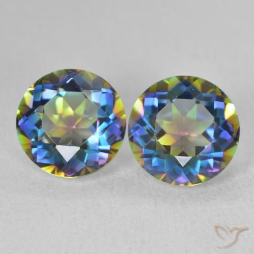 3.88ctw Natural Multicolor Cuarzo Místico, Redondo, VVS