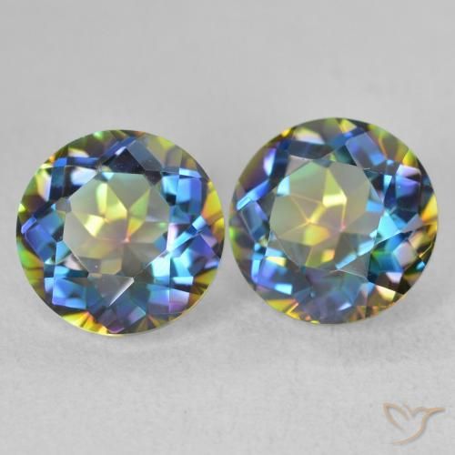 Gemas de Cuarzo Místico Multicolor natural de 3.88 ct, Redondo, VVS