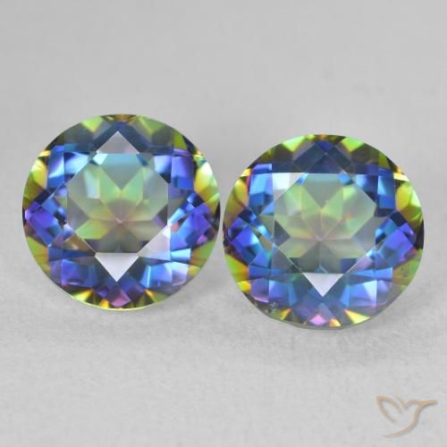 3.94ctw Natural Multicolor Cuarzo Místico, Redondo, VVS