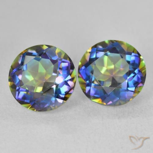Gemas de Cuarzo Místico Multicolor natural de 3.94 ct, Redondo, VVS